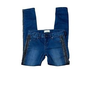 Free People Vegan Leather Trim Women’s 27 Stretched Blue Denim Jeans